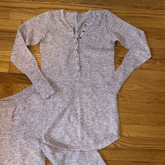 Free People Pink Thermal Set Size Small - Picture 2 of 7